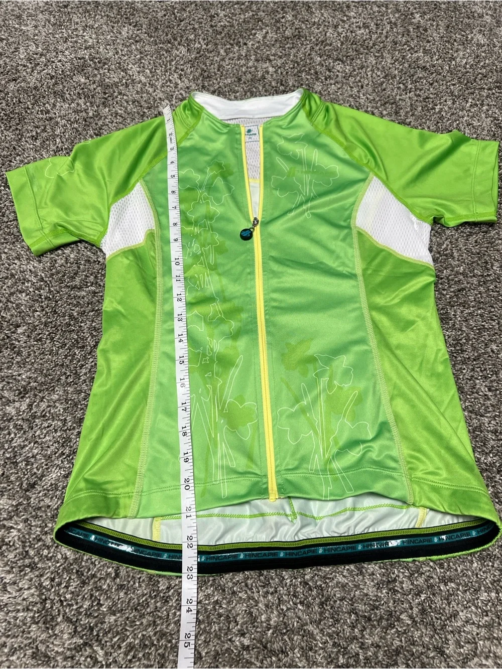 Hincapie Woman’s M Cycling Jersey Green Floral Full Zip Short Sleeve Vented - Picture 4 of 6